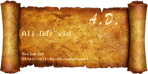 Ali Dávid névjegykártya